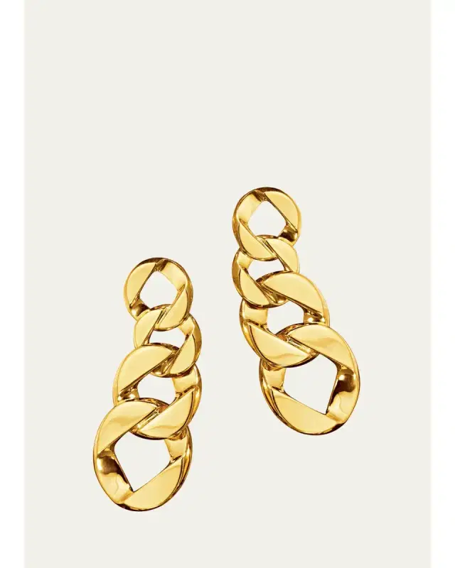 VERDURA 18K Yellow Gold Curb-Link Clip-On Pendant Earrings