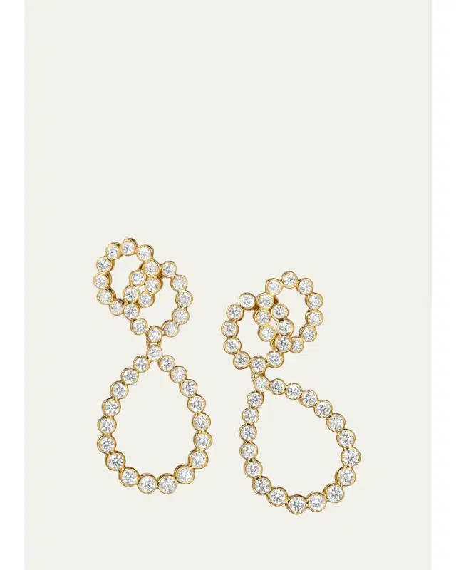 VERDURA 18K Yellow Gold Diamond Looped Clip-On Earrings