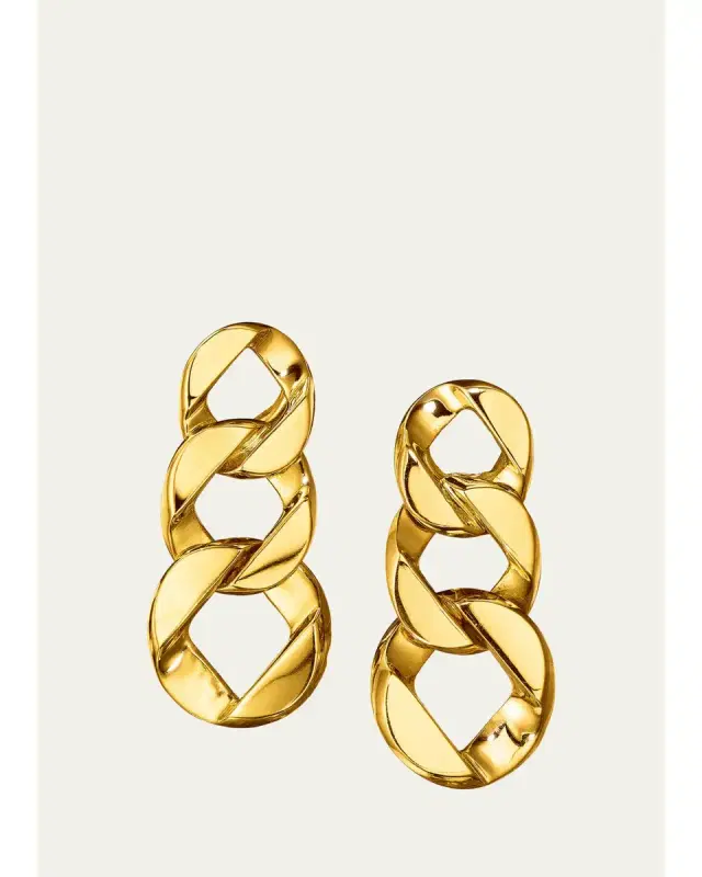 VERDURA 18K Yellow Gold Curb-Link Piccolo Clip-On Pendant Earrings