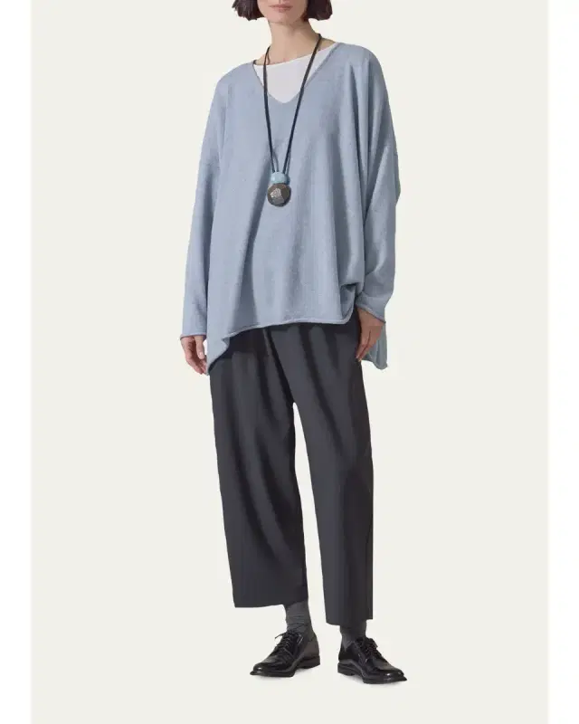 Eskandar A-Line V-Neck Sweater - Long Length