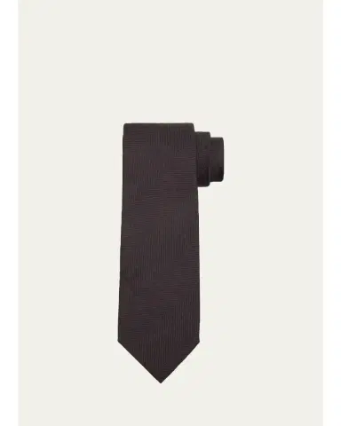 Tom Ford Men's Large Tonal Herringbone Silk Tie | Thumbnail 2