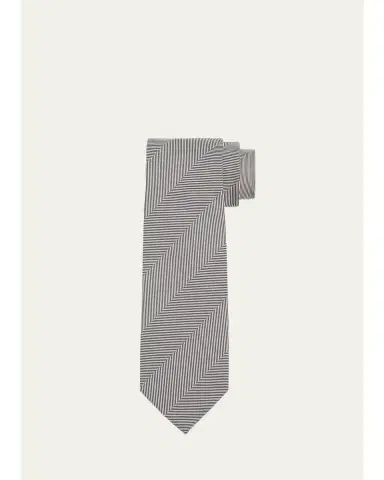 Tom Ford Men's Large Tonal Herringbone Silk Tie | Thumbnail 3