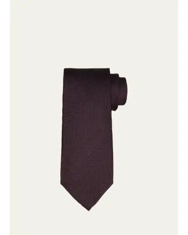 Tom Ford Men's Large Tonal Herringbone Silk Tie | Thumbnail 4