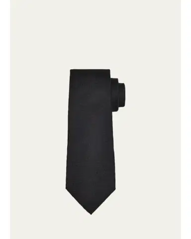 Tom Ford Men's Large Tonal Herringbone Silk Tie | Thumbnail 1