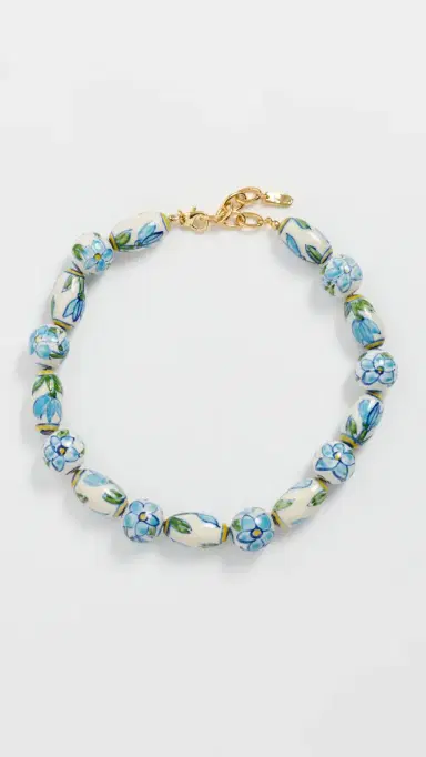 Logan Tay Green Floral Beaded Necklace Green One Size | Thumbnail 2