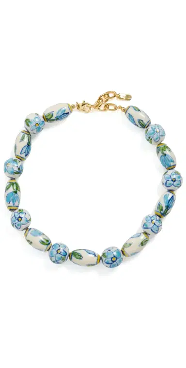 Logan Tay Green Floral Beaded Necklace Green One Size | Thumbnail 1