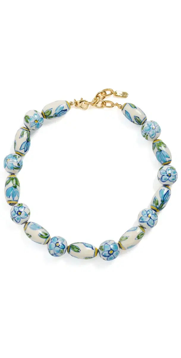 Logan Tay Green Floral Beaded Necklace Green One Size