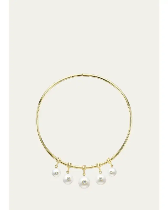 Brent Neale One-of-a-Kind Torque Necklace with South Sea Pearls and Round Diamonds