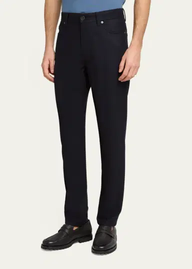 Zegna Men's Wool and Cashmere Flannel Five-Pocket Pants | Thumbnail 4