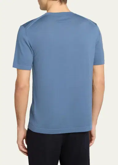 Zegna Men's Trofeo Wool Solid Crewneck T-Shirt | Thumbnail 3