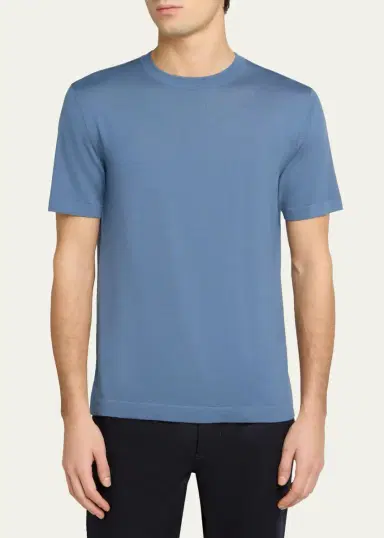 Zegna Men's Trofeo Wool Solid Crewneck T-Shirt | Thumbnail 4