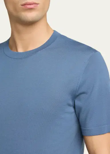 Zegna Men's Trofeo Wool Solid Crewneck T-Shirt | Thumbnail 5