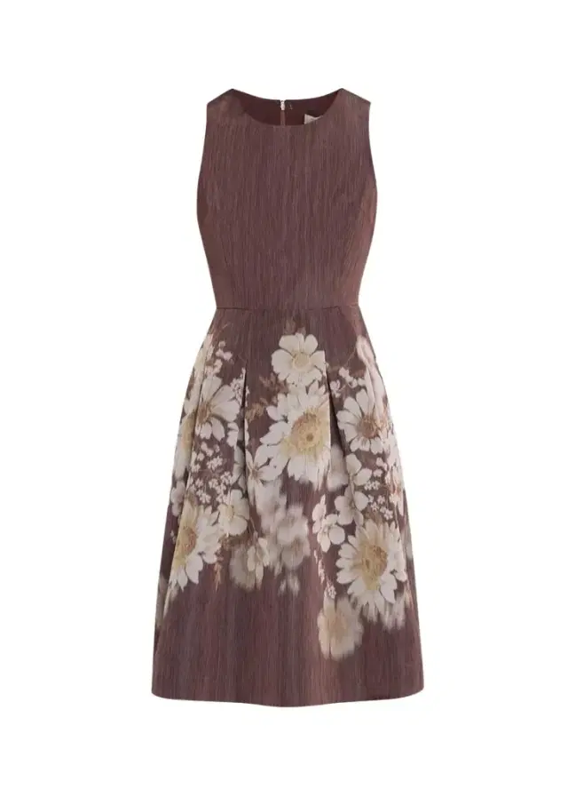 Rickie Freeman for Teri Jon Pleated Floral-Print Mikado Dress
