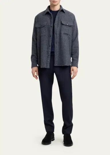 Brioni Men's Vagabond Cashmere Plaid Overshirt | Thumbnail 2