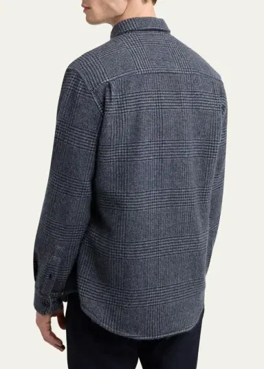 Brioni Men's Vagabond Cashmere Plaid Overshirt | Thumbnail 3