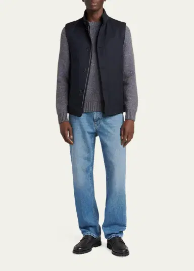 Zegna Men's Cashmere and Wool Melange Crewneck Sweater | Thumbnail 2