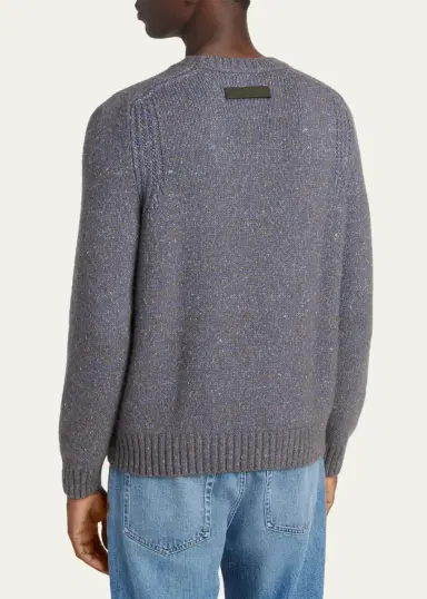 Zegna Men's Cashmere and Wool Melange Crewneck Sweater | Thumbnail 3