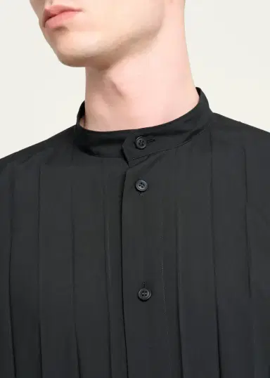 Homme Plissé Issey Miyake Men's Edge Pleated Band-Collar Shirt | Thumbnail 5