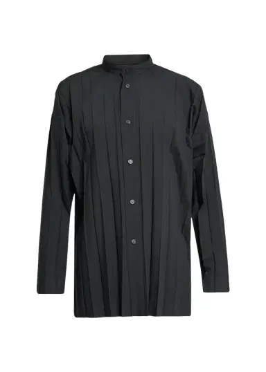 Homme Plissé Issey Miyake Men's Edge Pleated Band-Collar Shirt | Thumbnail 1