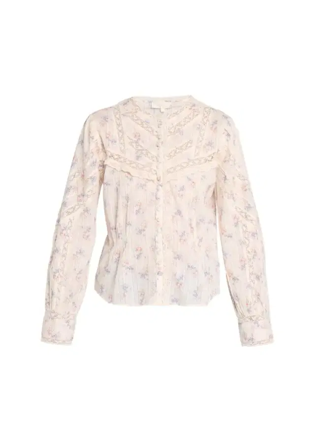 LoveShackFancy Miah Floral Lace-Trim Dobby Cotton Blouse