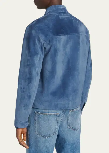 Zegna Men's Suede Full-Zip Blouson | Thumbnail 3