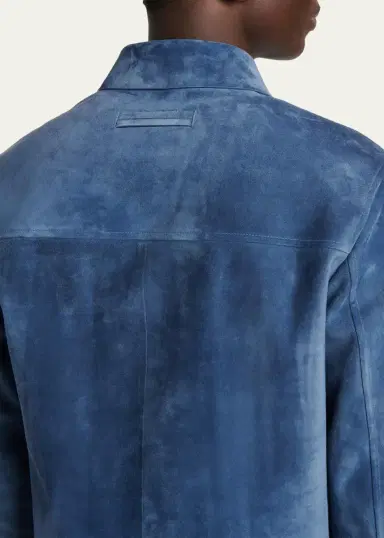 Zegna Men's Suede Full-Zip Blouson | Thumbnail 5