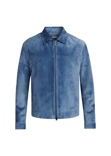 Zegna Men's Suede Full-Zip Blouson | Thumbnail 1