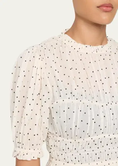 Ulla Johnson Rae Cropped Short-Sleeve Ruffled Cotton Top | Thumbnail 5