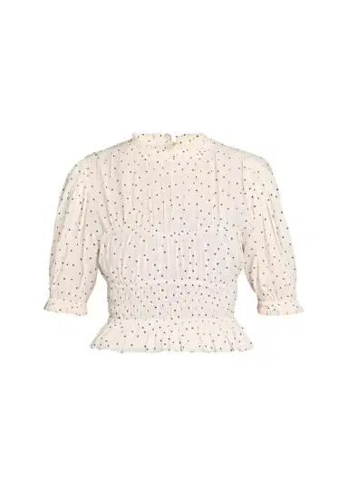 Ulla Johnson Rae Cropped Short-Sleeve Ruffled Cotton Top | Thumbnail 1