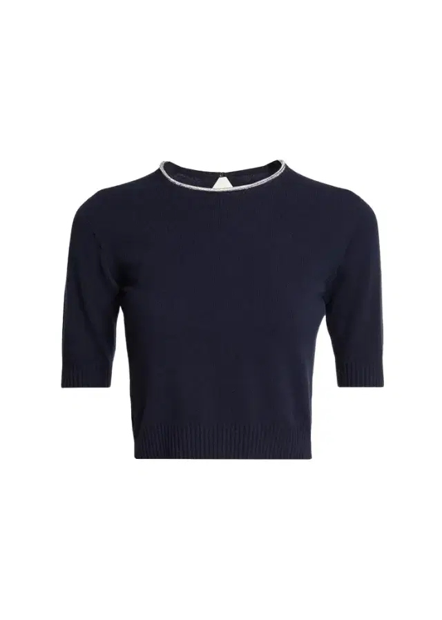 Giorgio Armani Crystal Crewneck Short-Sleeve Silk Knit Crop Shirt