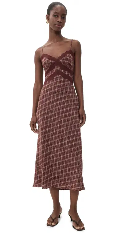 ASTR The Label Carin Dress Wine Plaid | Thumbnail 1 ASTR The Label Carin Dress Wine Plaid | Thumbnail 1