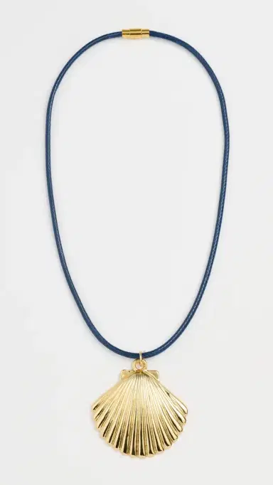 Logan Tay Gold Shell Cord Necklace Blue One Size | Thumbnail 2