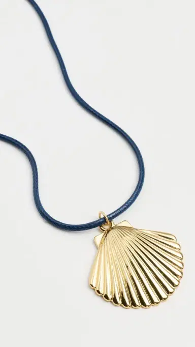 Logan Tay Gold Shell Cord Necklace Blue One Size | Thumbnail 4
