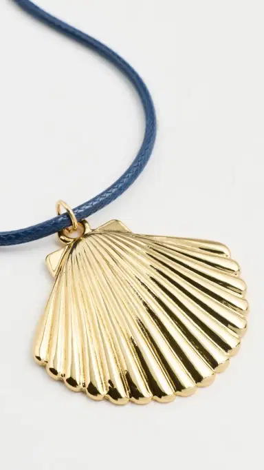 Logan Tay Gold Shell Cord Necklace Blue One Size | Thumbnail 5