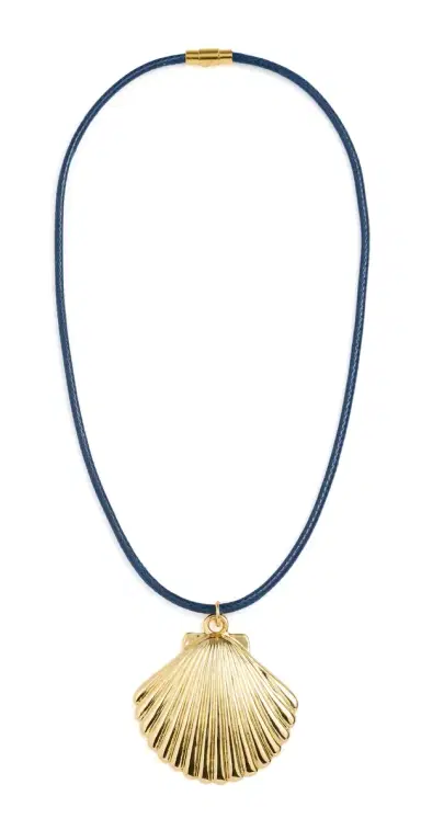 Logan Tay Gold Shell Cord Necklace Blue One Size | Thumbnail 1