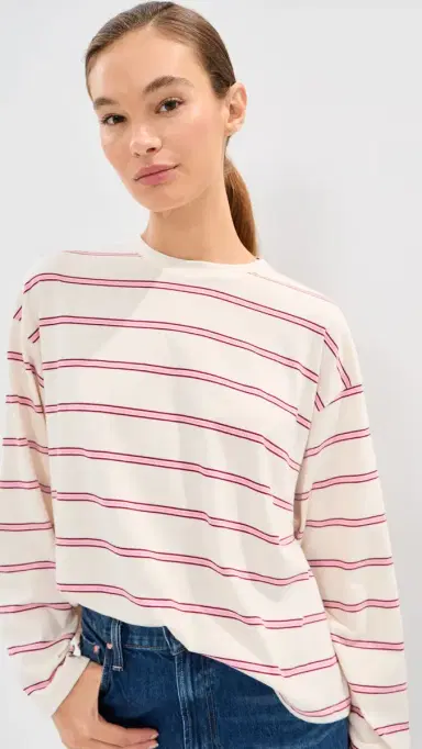 State & Lake Bobbi Stripe Tee Cream/Pink S | Thumbnail 2