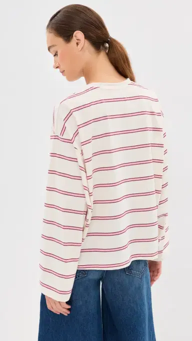 State & Lake Bobbi Stripe Tee Cream/Pink S | Thumbnail 3