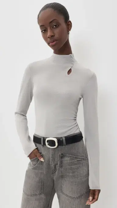 Helmut Lang Button Sweater Light Grey | Thumbnail 2