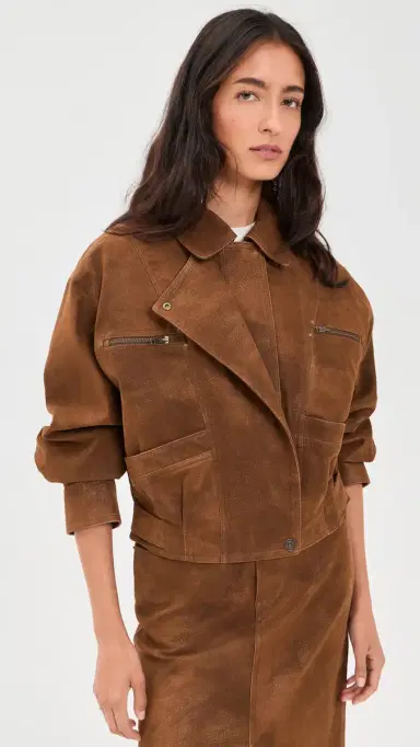 ISABEL MARANT ÉTOILE Belma Faux Suede Bomber Jacket Brown | Thumbnail 2