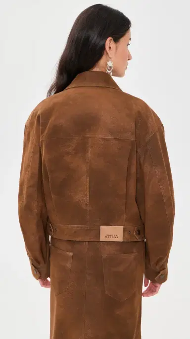 ISABEL MARANT ÉTOILE Belma Faux Suede Bomber Jacket Brown | Thumbnail 3