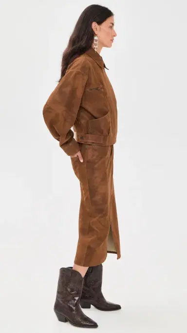ISABEL MARANT ÉTOILE Belma Faux Suede Bomber Jacket Brown | Thumbnail 4