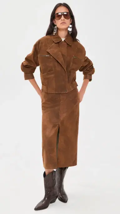 ISABEL MARANT ÉTOILE Belma Faux Suede Bomber Jacket Brown | Thumbnail 5