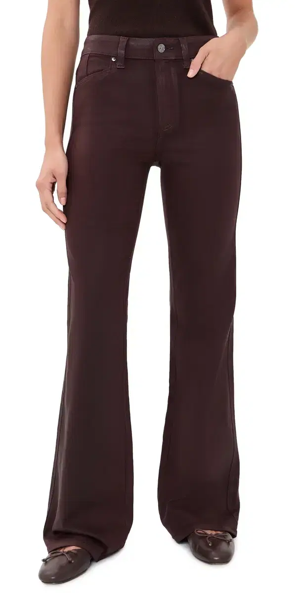 PAIGE Coated Sofia Flared Jeans Wild Mulberry Luxe Coating