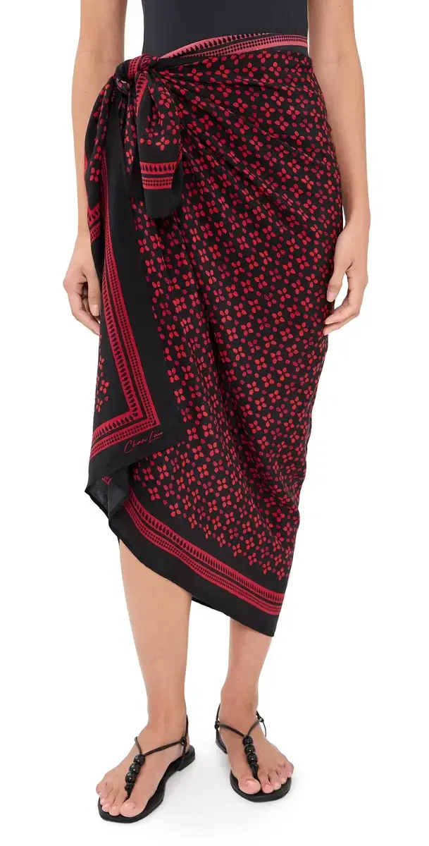 CHAN LUU Silk Printed Sarong Sapphire One Size