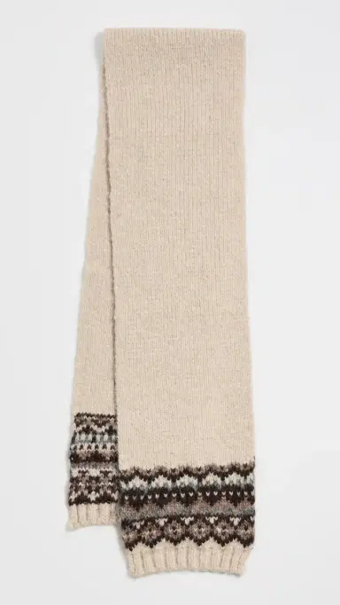 Hat Attack Fair Isle Knit Scarf Oatmeal Combo One Size | Thumbnail 2