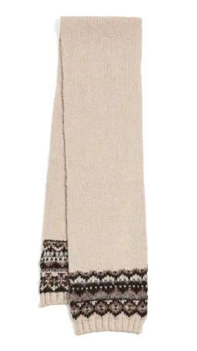 Hat Attack Fair Isle Knit Scarf Oatmeal Combo One Size | Thumbnail 5