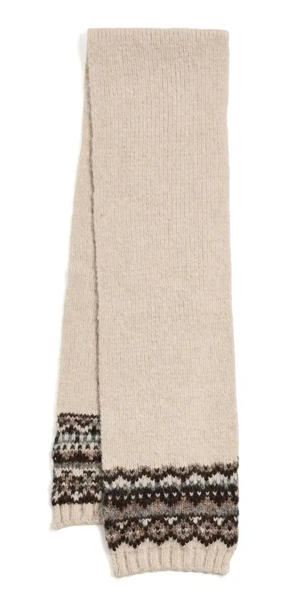 Hat Attack Fair Isle Knit Scarf Oatmeal Combo One Size