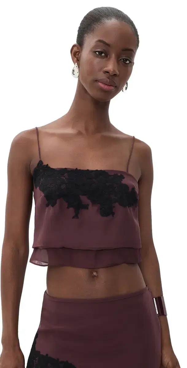 SIR. Noria Silk Cropped Cami Dark Plum