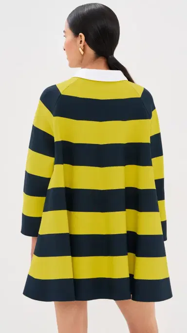A.W.A.K.E. MODE A. W.A. K.E. MODE triped Flared Knit Mini Dress Yellow/Navy triped | Thumbnail 3