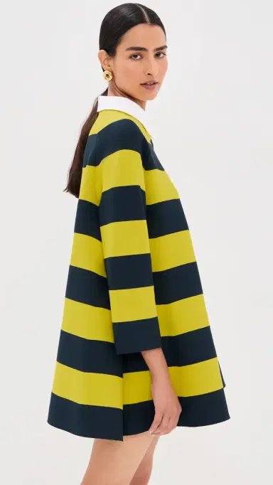 A.W.A.K.E. MODE A. W.A. K.E. MODE triped Flared Knit Mini Dress Yellow/Navy triped | Thumbnail 4